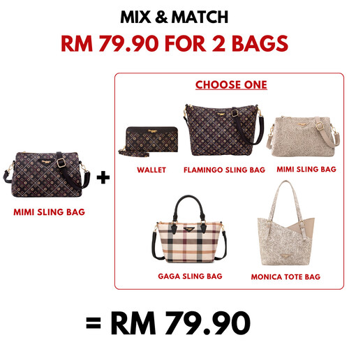 MIMI SLING BAG - BATIK BQ, DARK BROWN